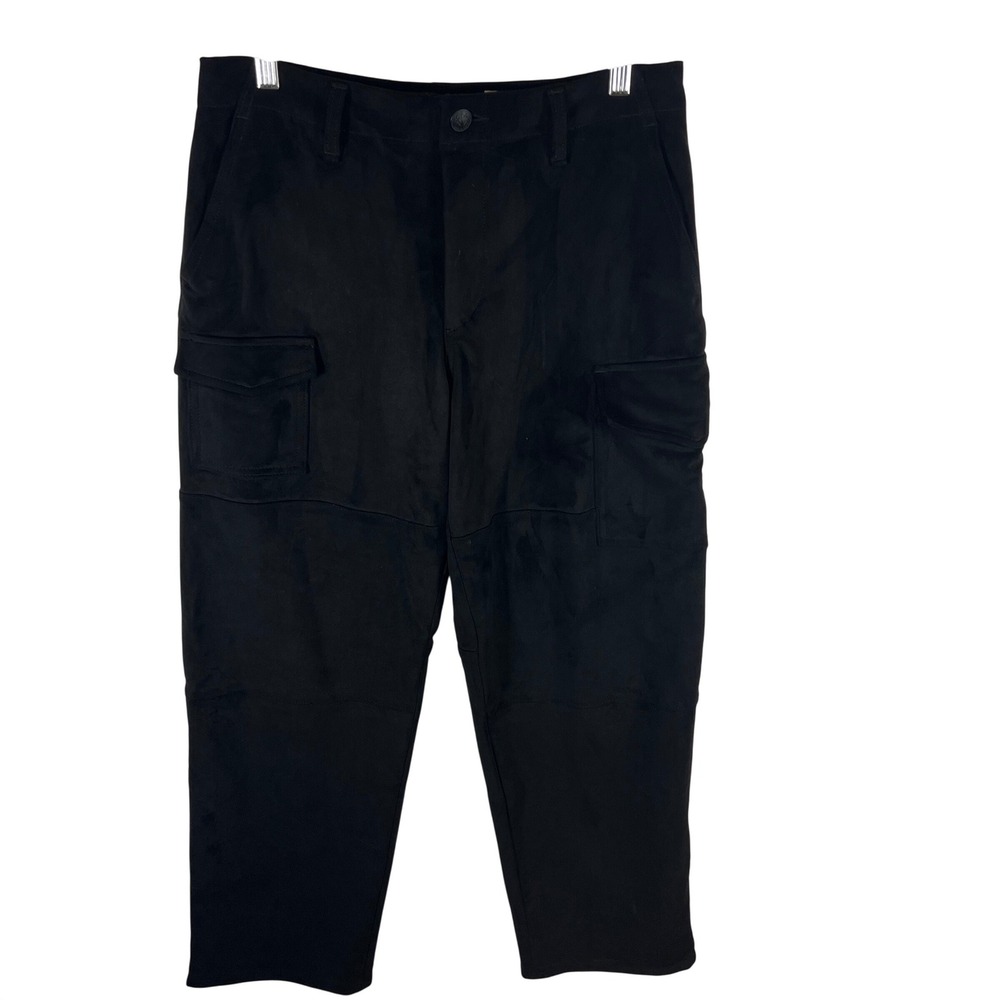Rag & Bone Black Faux Suede Cargo Pants Cropped Straight Leg Womens Size 27